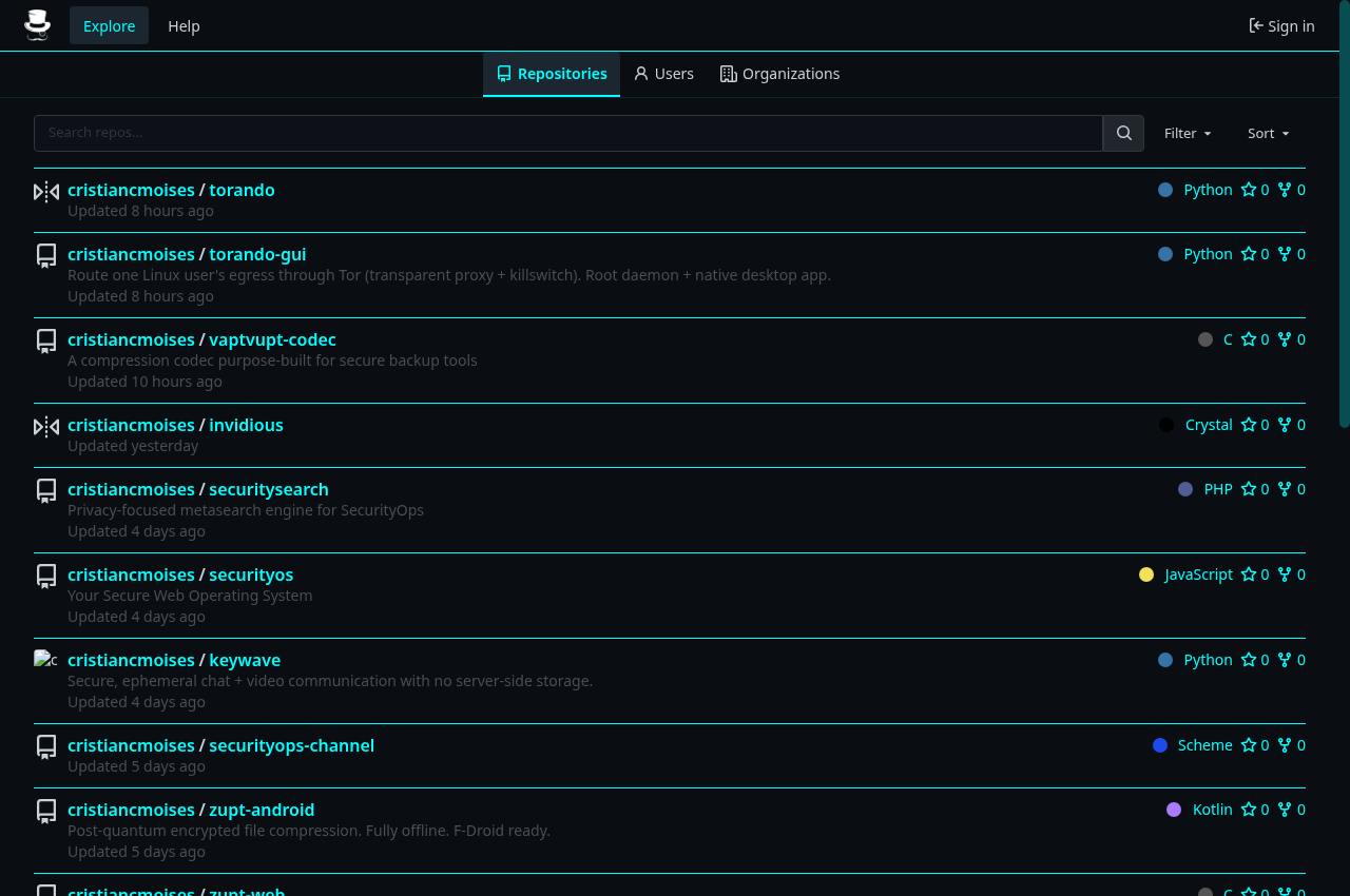Forgejo · securityops.co — Public screenshot, signed out · 2026-09-06 15:17 UTC