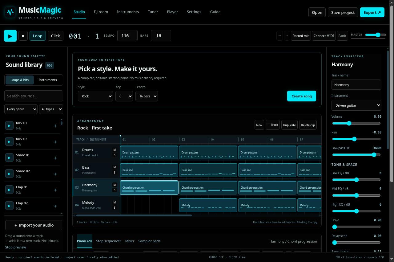 MusicMagic — Public screenshot, signed out · 2026-09-06 15:15 UTC