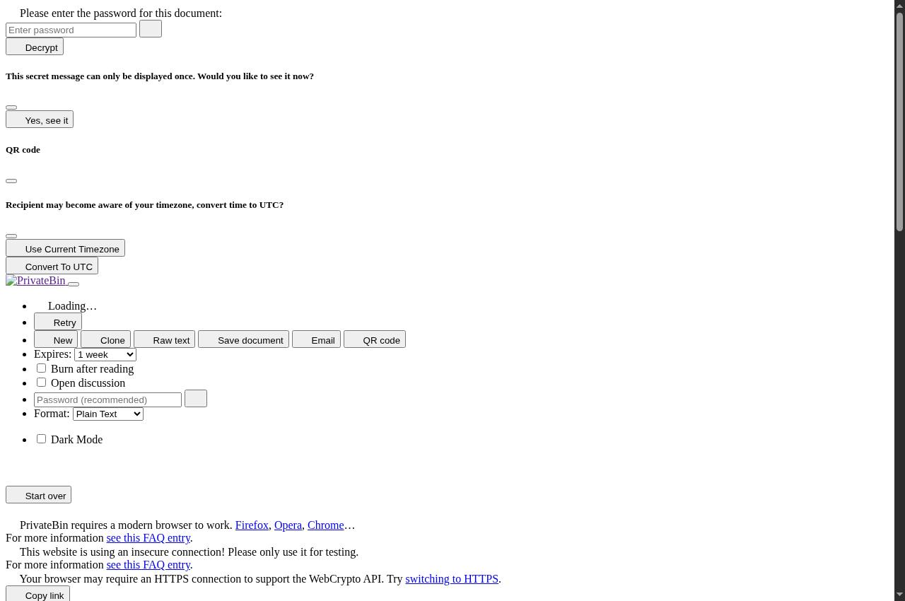 PrivateBin — Public screenshot, signed out · 2026-09-06 15:16 UTC