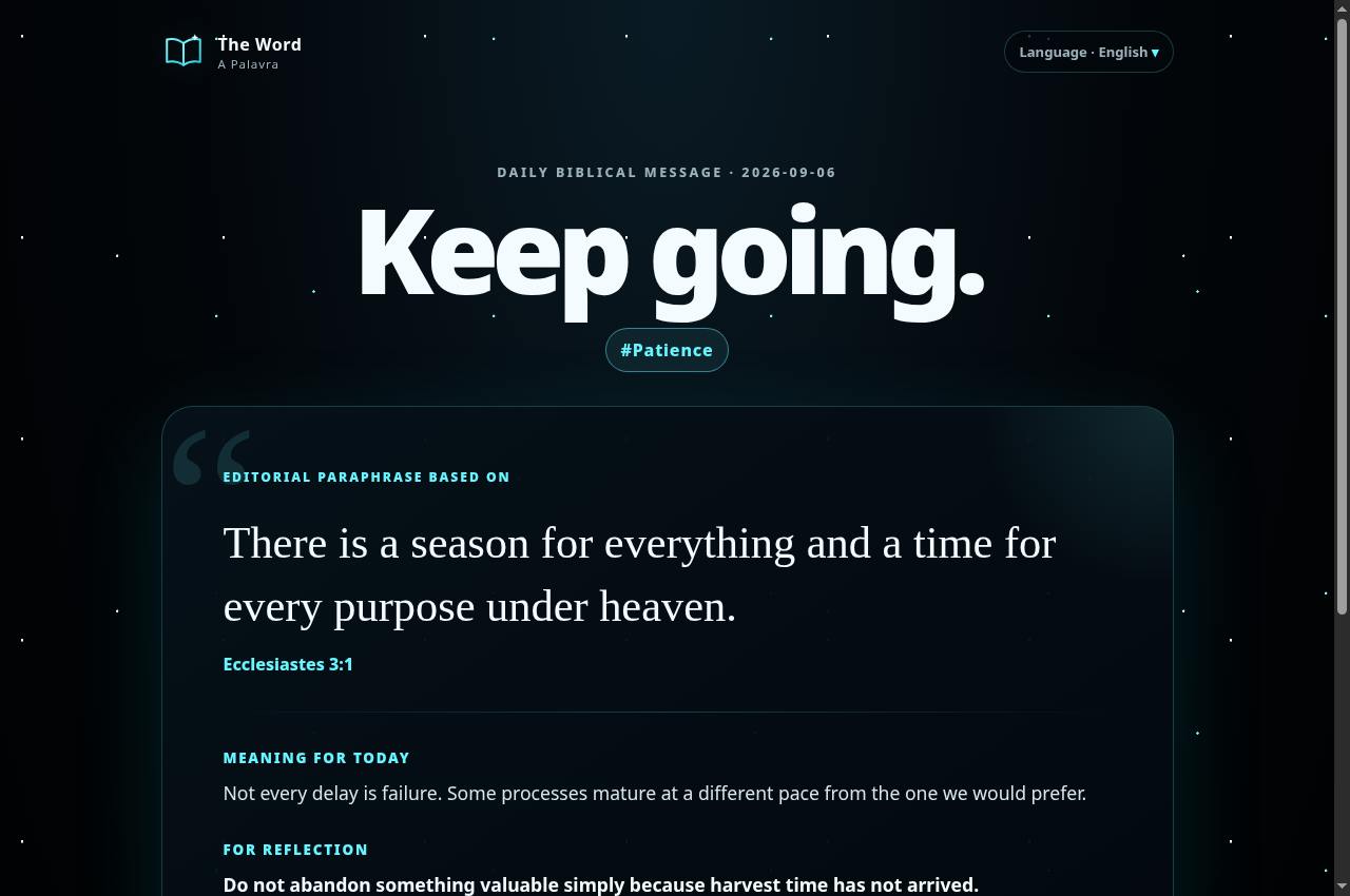 A Palavra · The Word — Public screenshot, signed out · 2026-09-06 15:18 UTC