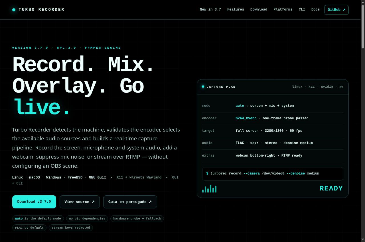 Turbo Recorder — Public screenshot, signed out · 2026-09-06 15:16 UTC